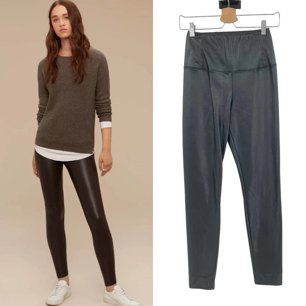 Aritzia Wilfred Free Daria High Waisted Faux Vegan Leather Leggings Size Small